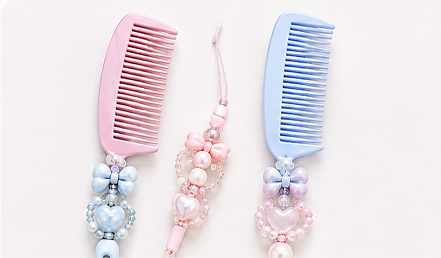 Skyla Studio cute beaded combs in baby blue and pink
